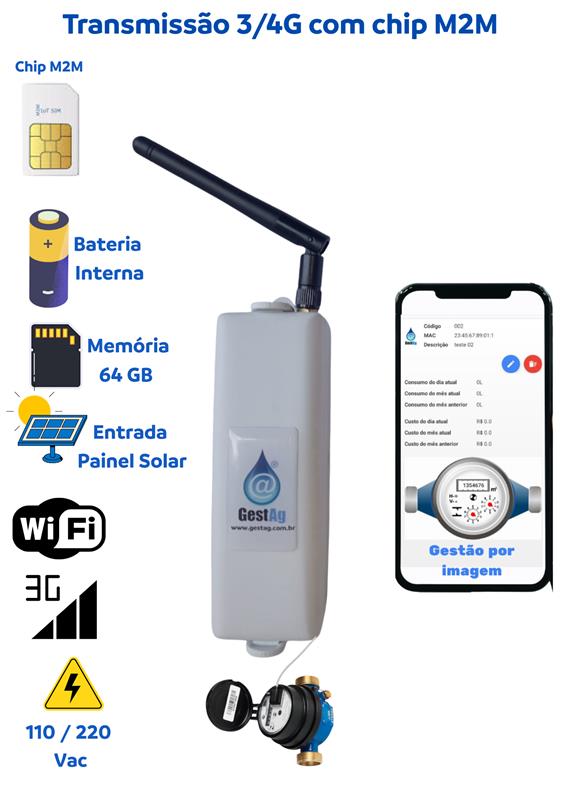 Gestag com transmissão 3/4G, chip M2M e app de visualização